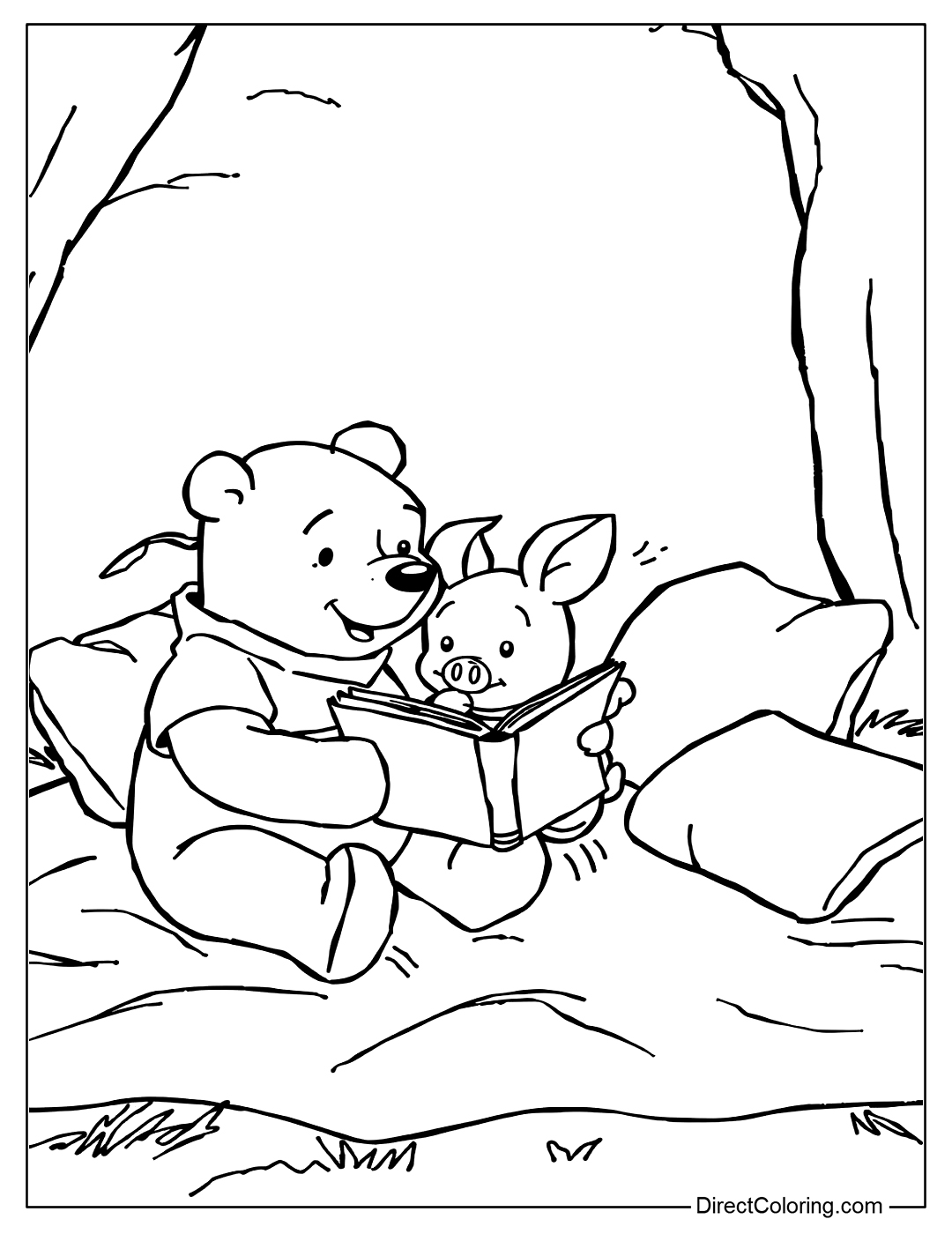Winnie The Pooh with Piglet Coloring Page